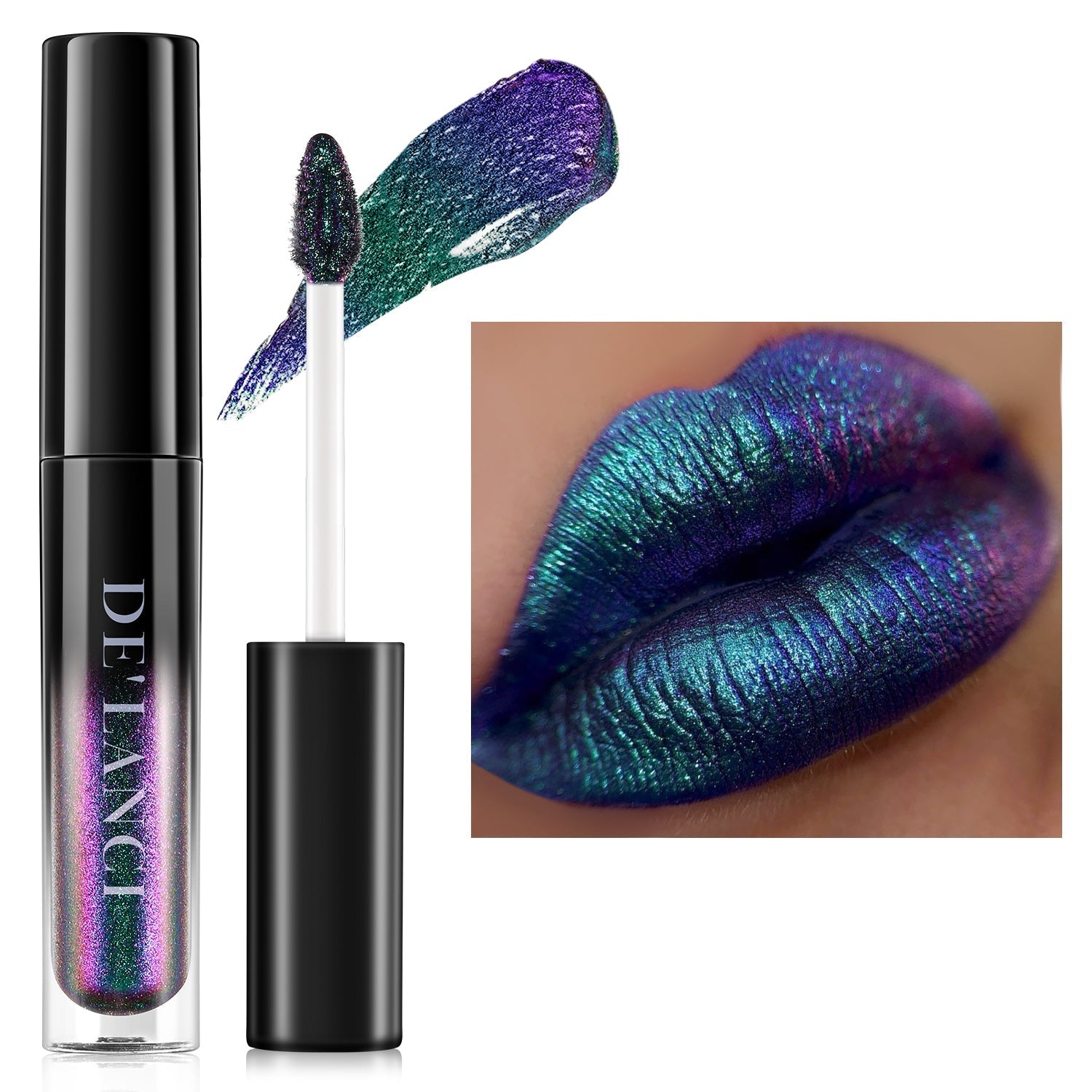 Chameleon Glitter Lip Gloss - 05 Peacock Green-DE'LANCI
