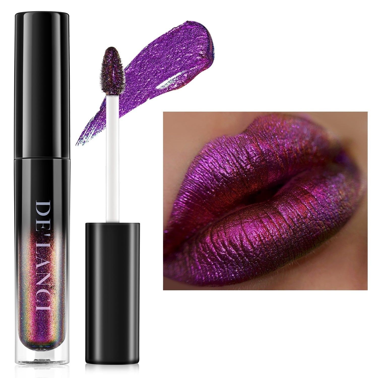 Chameleon Glitter Lip Gloss - 06 Purple Green-DE'LANCI