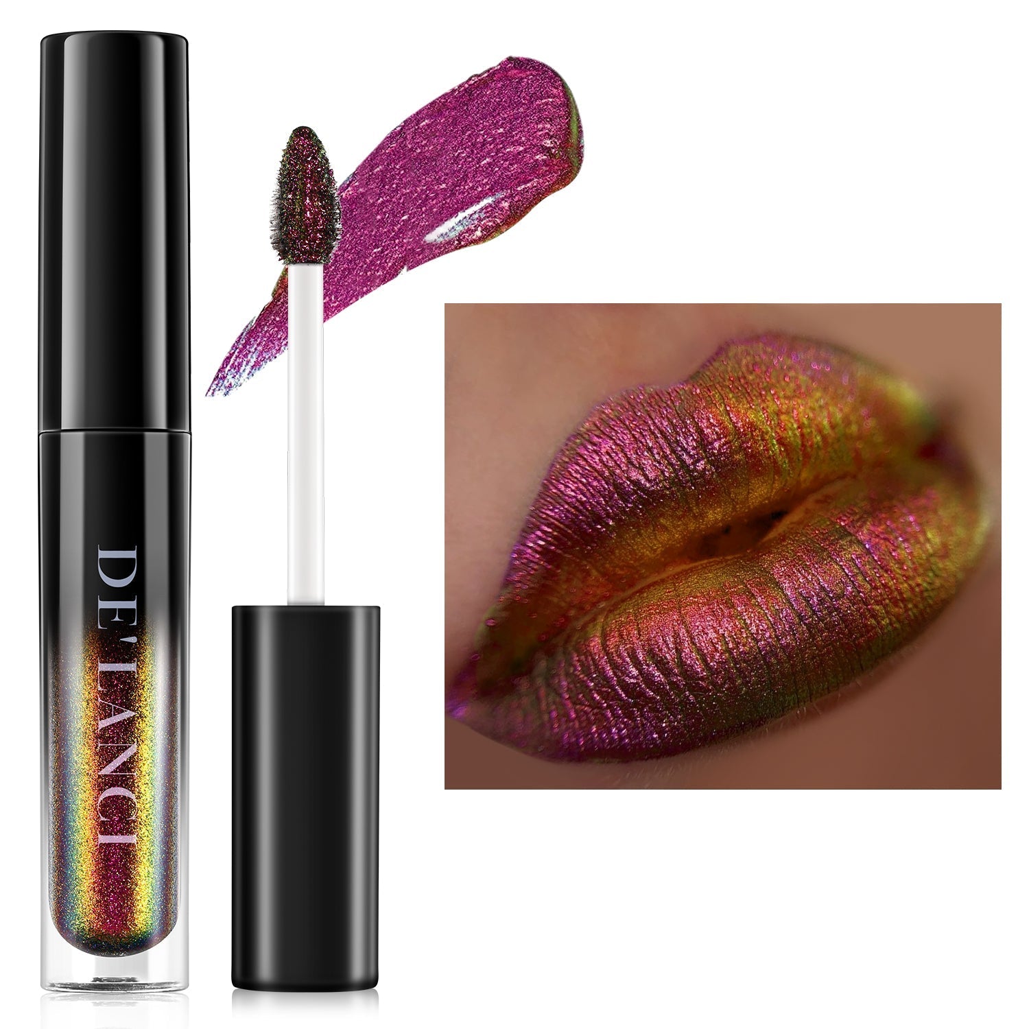 Chameleon Glitter Lip Gloss - 07 Purple Gold-DE'LANCI