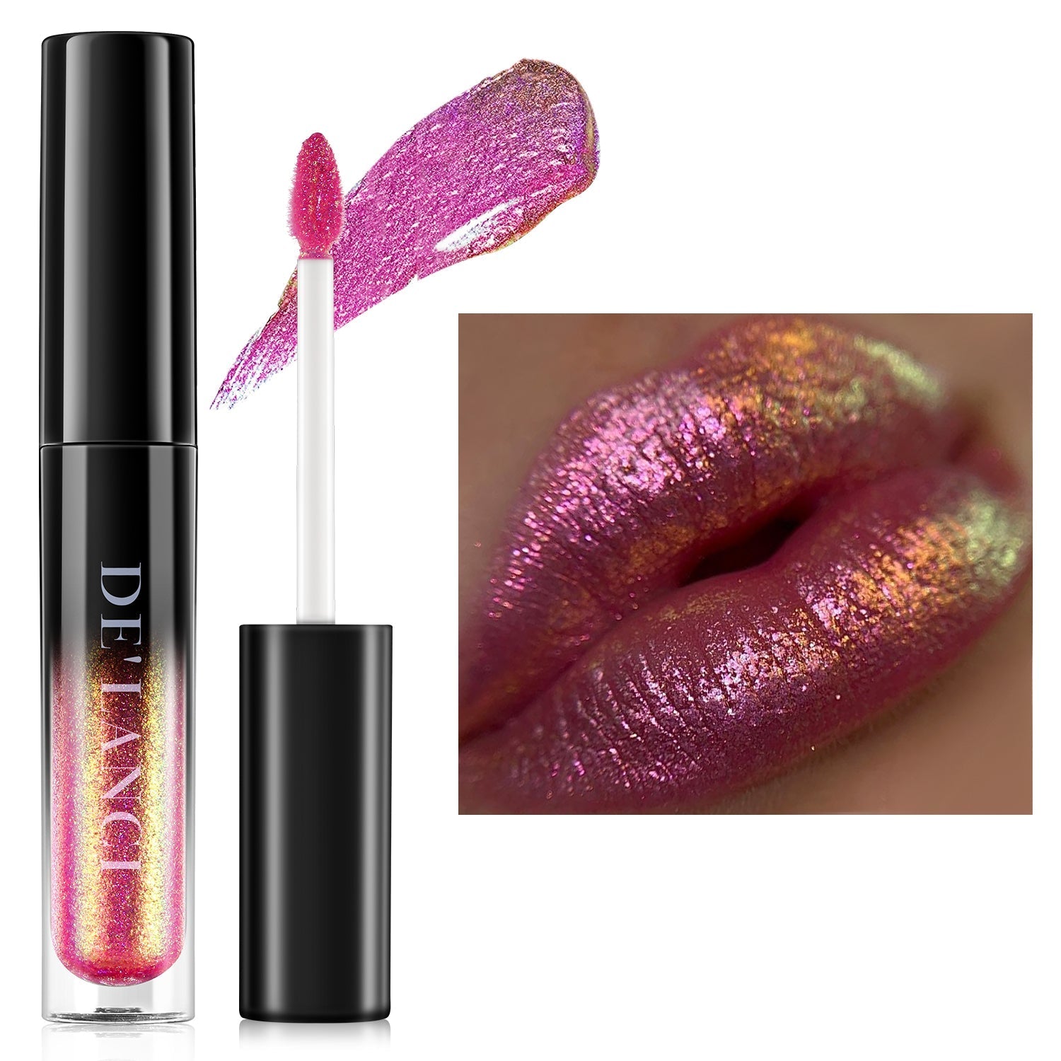 Chameleon Glitter Lip Gloss - 08 Dazzling Pink-DE'LANCI