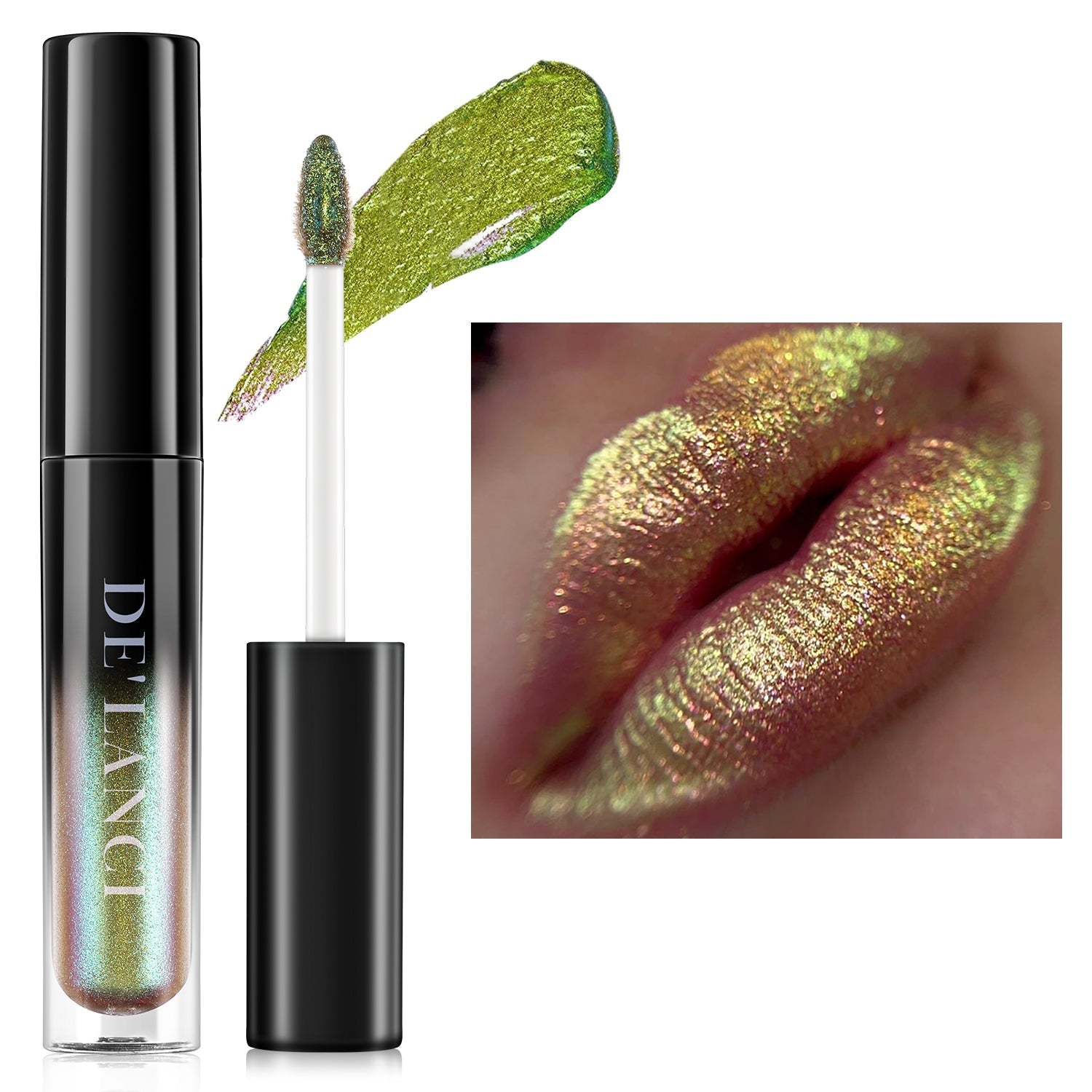 Chameleon Glitter Lip Gloss - 01 Green wonderland-DE'LANCI