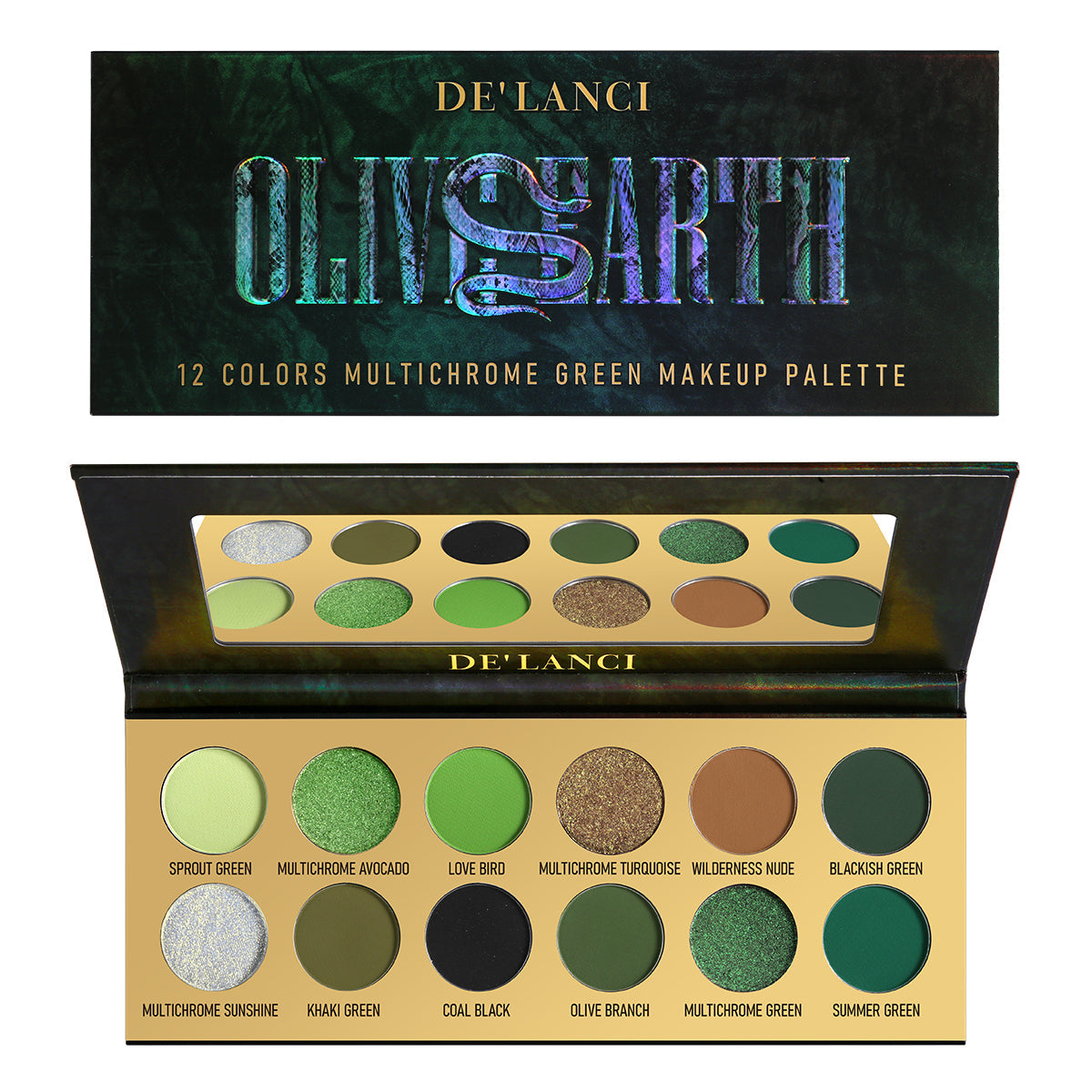 DE‘LANCI Olive Earth 12 Colors Multichrome Green Makeup Palette-DE'LANCI
