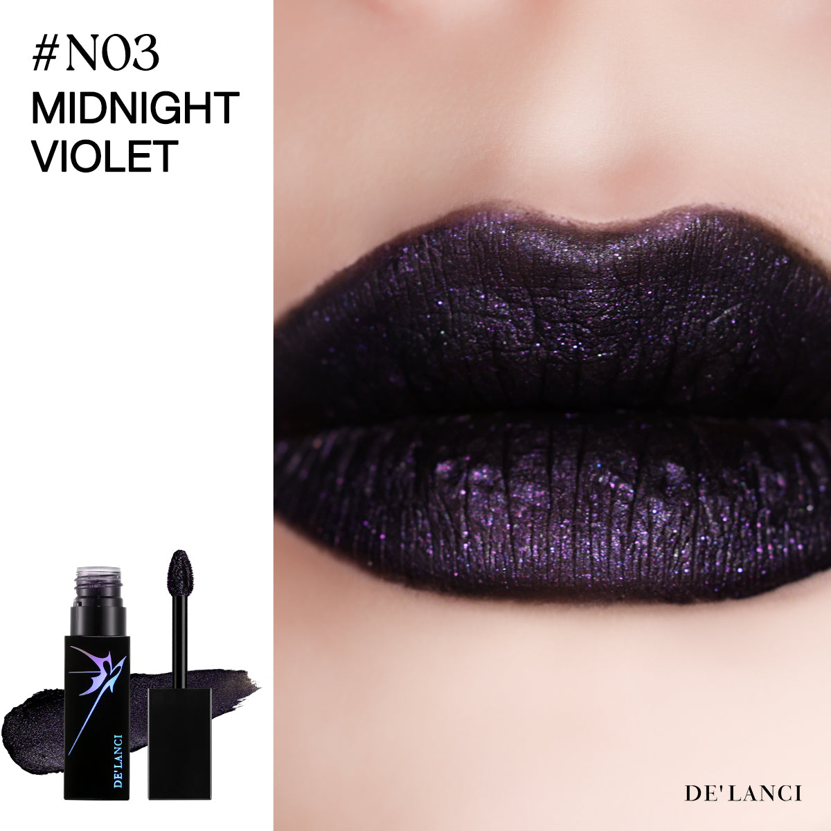DE'LANCI Alter Realm Shimmer Velvet Lip Gloss - N03 Midnight Violet