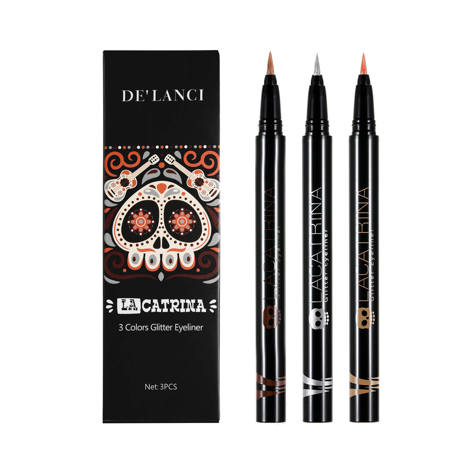 DE‘LANCI LA CATRINA 3 Color /set Glitter Liquid Eyeliner-DE'LANCI