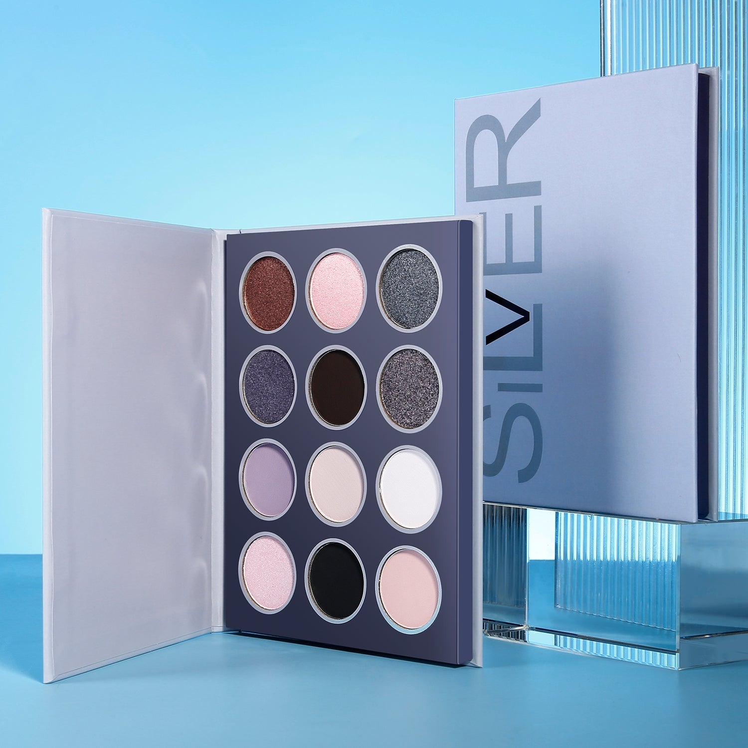 DE'LANCI 12 Colors Silver Smokey Eyeshadow Palette-DE'LANCI