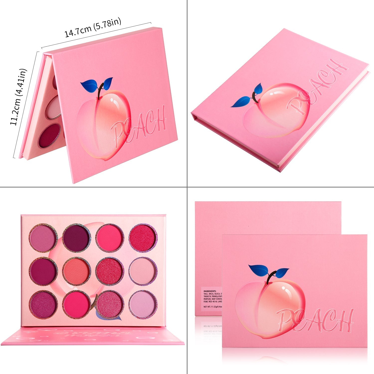 DE'LANCI 12 Colors Pink Peach Eyeshadow Palette-DE'LANCI