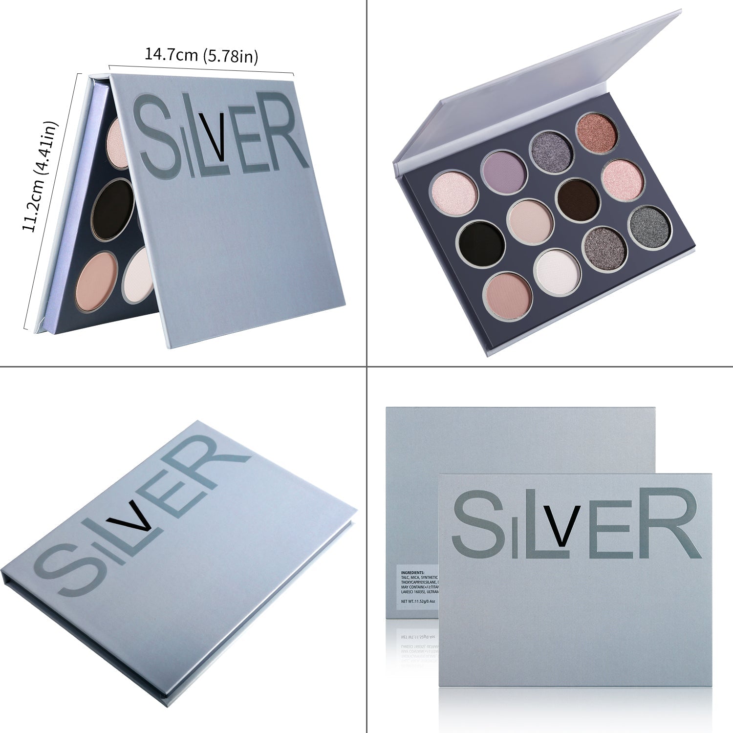 DE'LANCI 12 Colors Silver Smokey Eyeshadow Palette-DE'LANCI