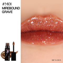 DELANCI Alter Realm Glitter Lip Gloss - M01 Mirebound Grave Waterproof, Chameleon Brown Shimmer