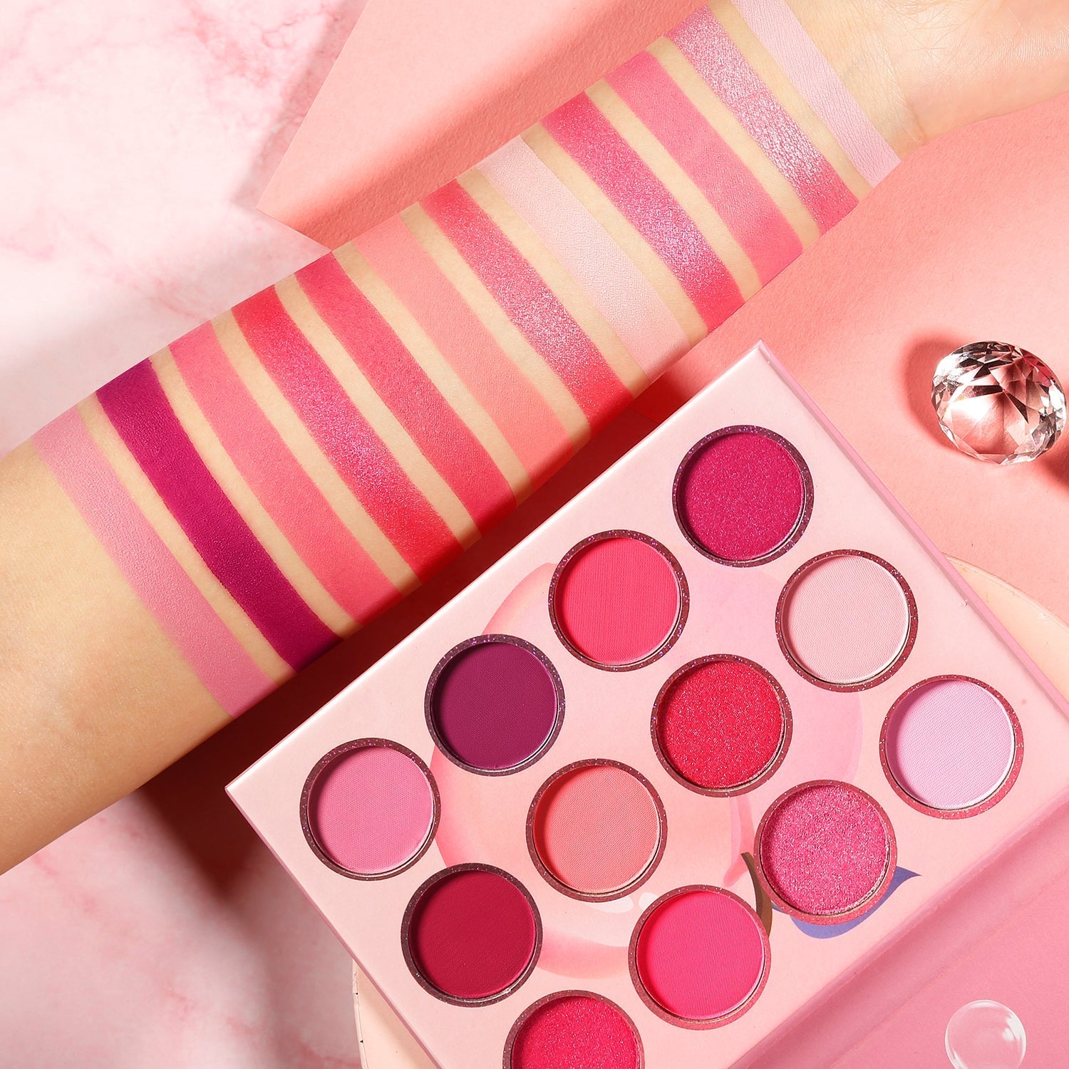 DE'LANCI 12 Colors Pink Peach Eyeshadow Palette-DE'LANCI