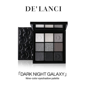 DE'LANCI Dark Night Galaxy 9-Color Smokey Eyeshadow Palette – Matte & Metallic Black Grey Shades