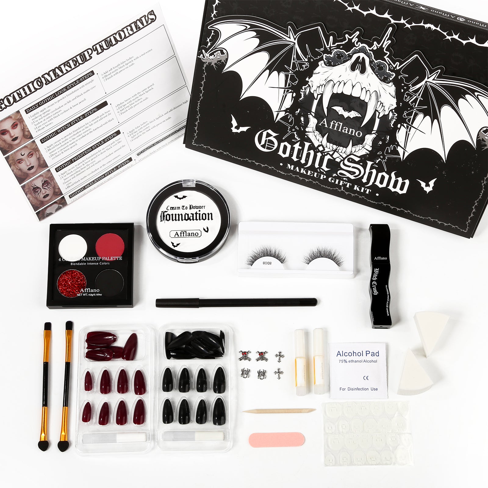 AFFLANO Gothic Show – 26 in 1 Halloween Makeup Gift Kit