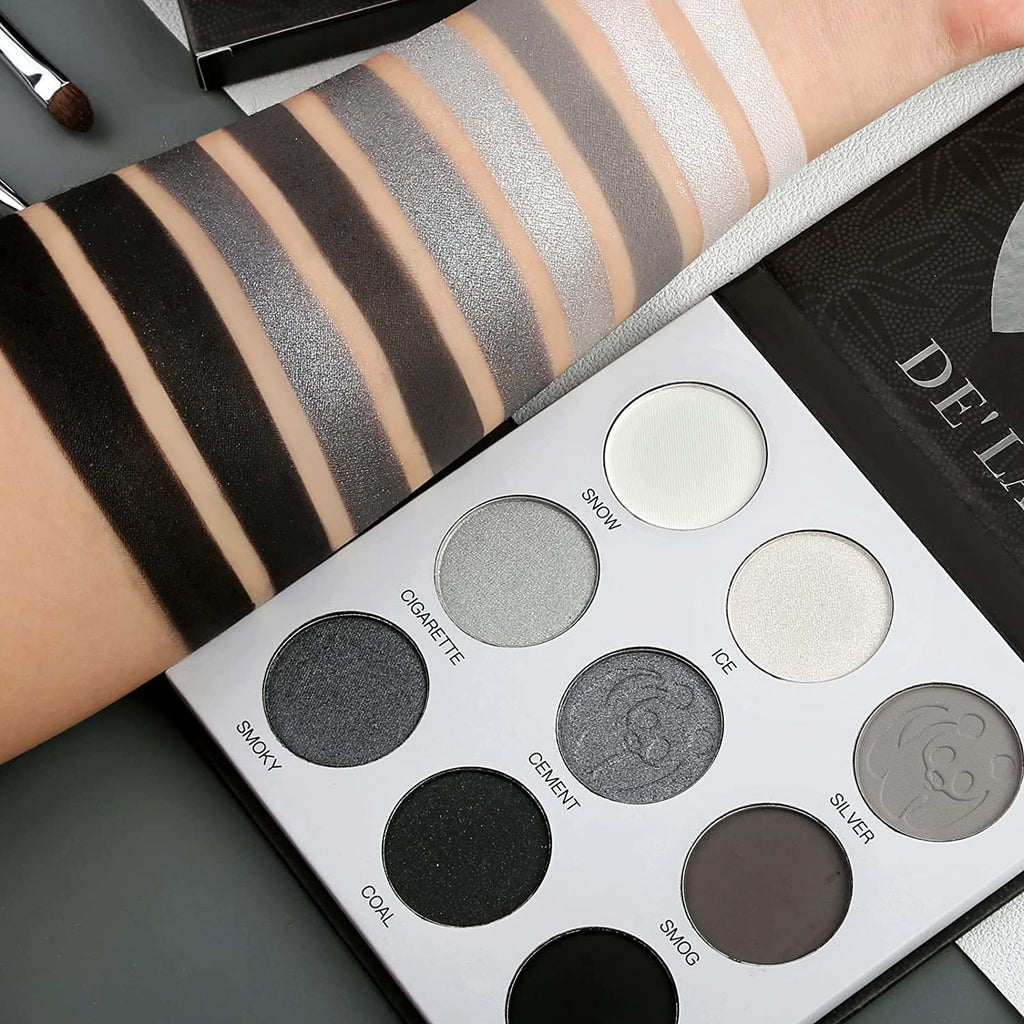 9 Colors Panda Black Grey Eyeshadow Palette-DE'LANCI