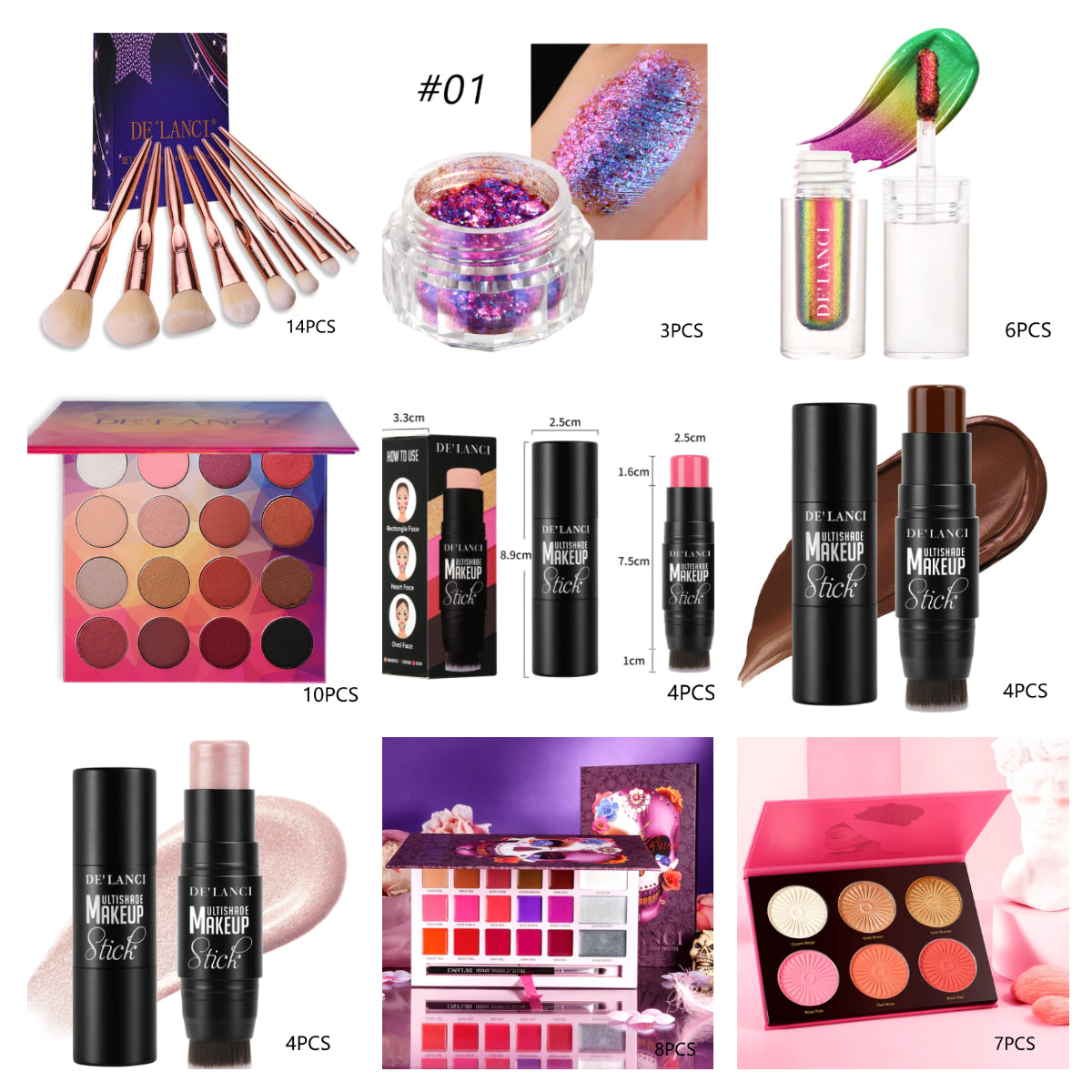 DE'LANCI Makeup Set 50pcs With Free Shipping-DE'LANCI