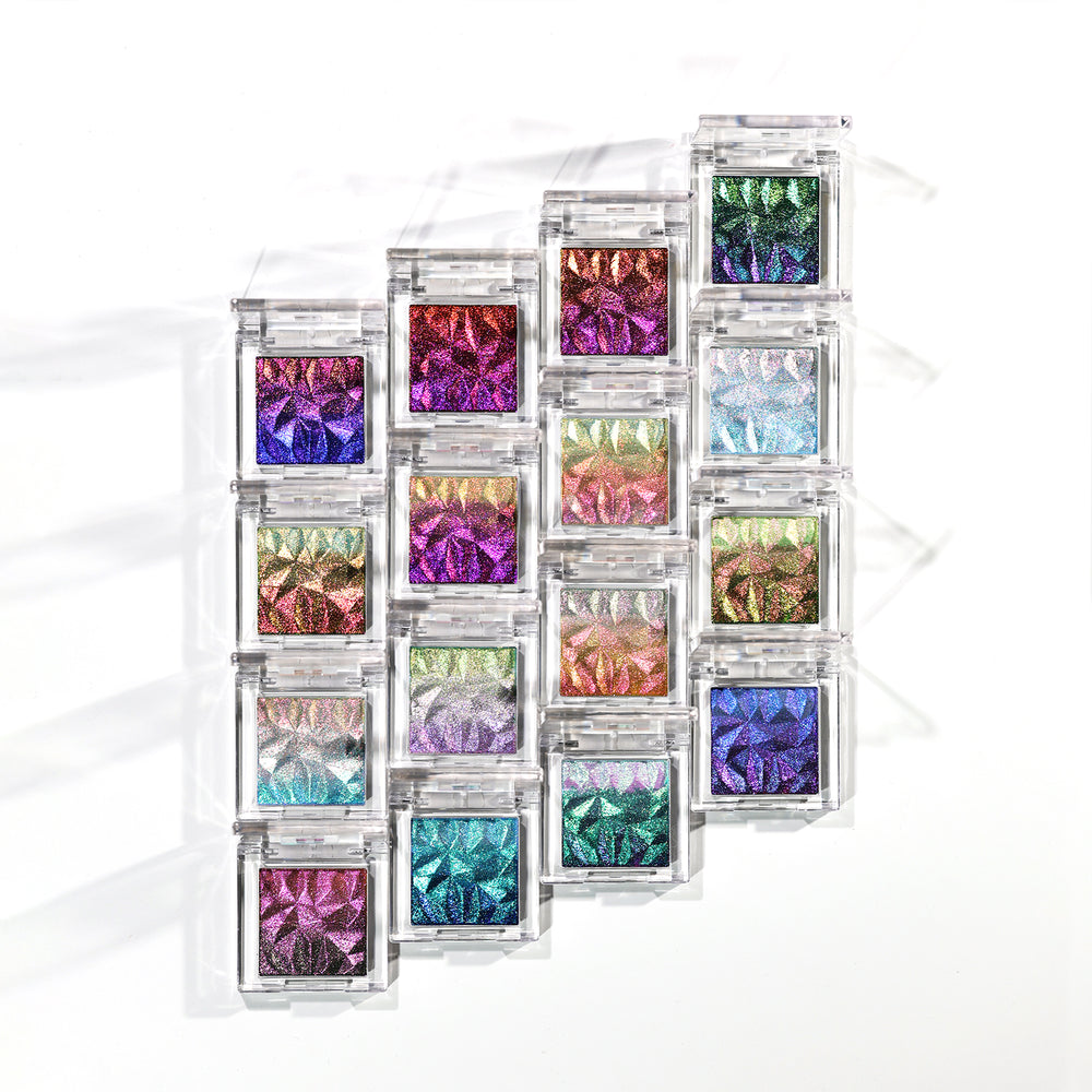 Diamond Prism Multichrome Chameleon Eyeshadow – 3D Embossed, Color-Shifting, 3.2g