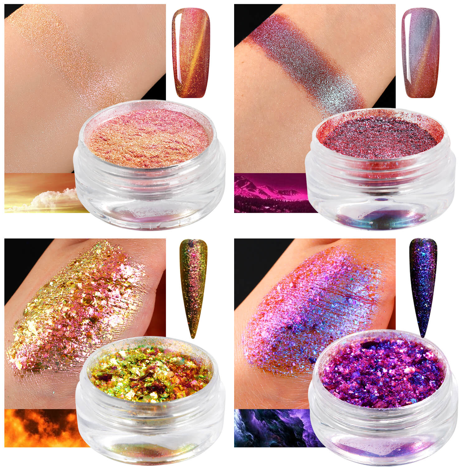 Chameleon Eyeshadow Flakes Powder Liquid Set-DE'LANCI