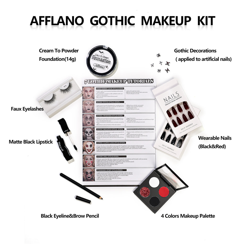 AFFLANO Gothic Show – 26 in 1 Halloween Makeup Gift Kit