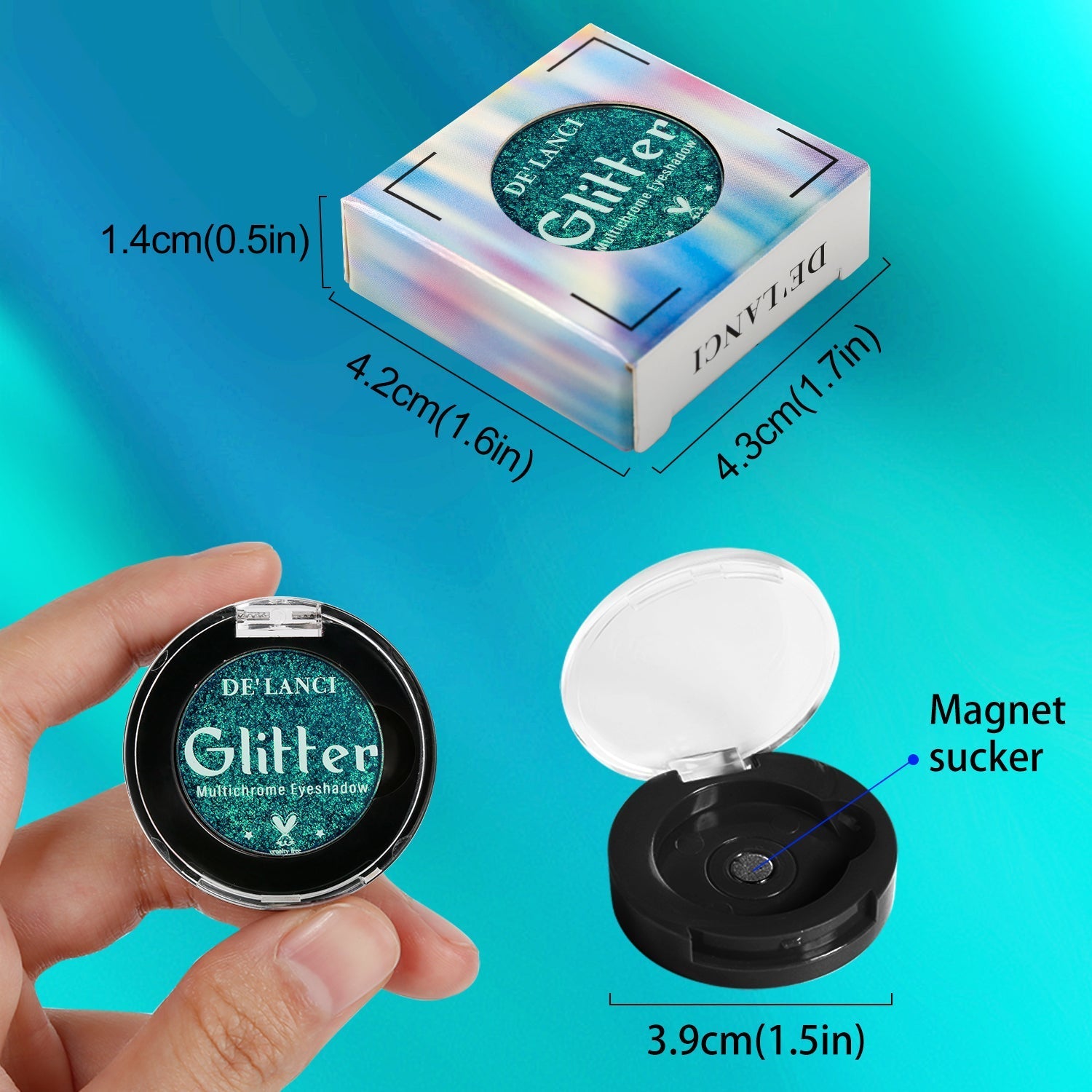 DE'LANCI Rainbow Multichrome Chameleon Eyeshadow  #2E Peacock-DE'LANCI