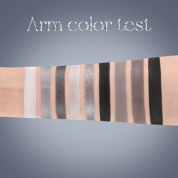 DELANCI Dark Night Galaxy 9-Color Smokey Eyeshadow Palette – Matte & Metallic Black Grey Shades