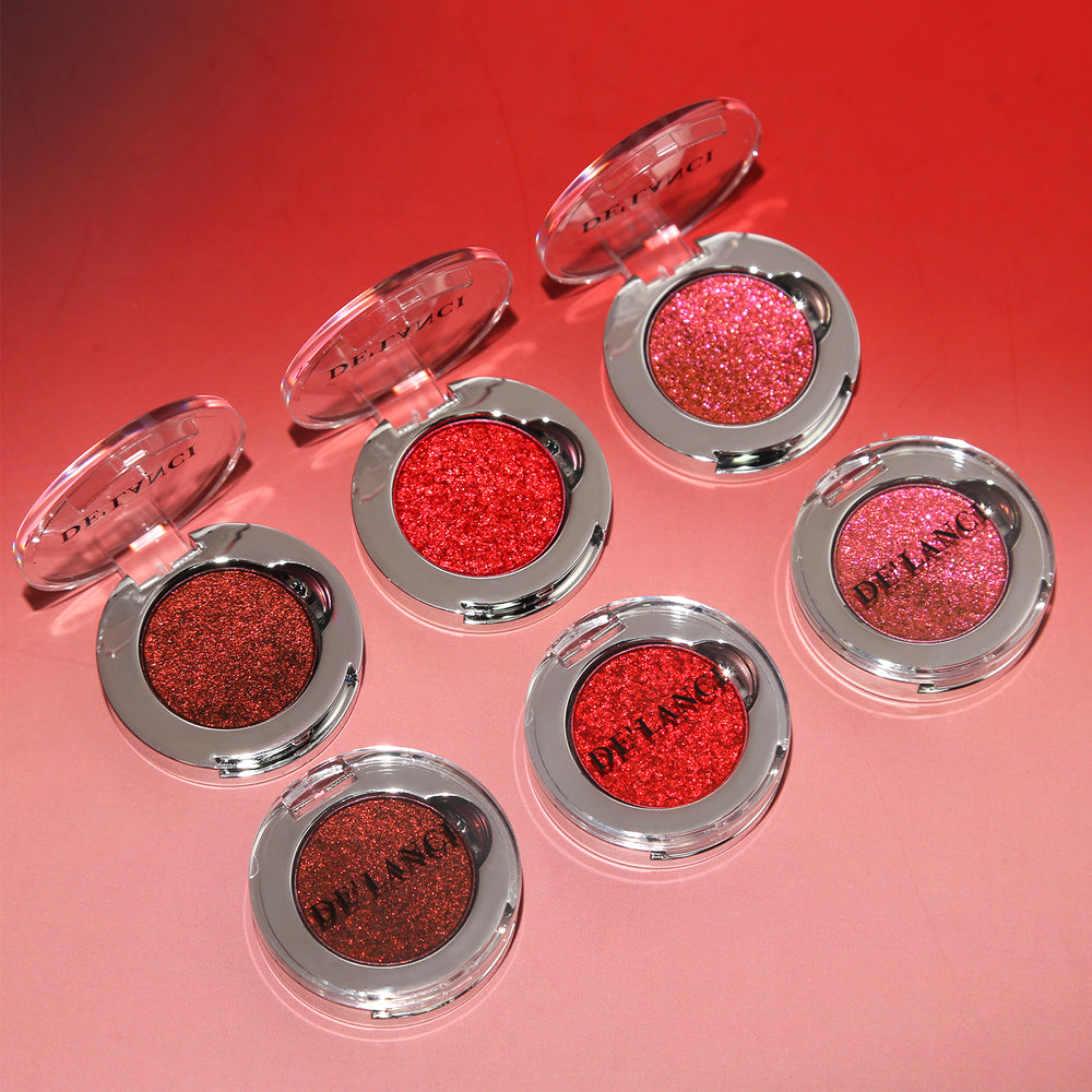 DE'LANCI Sparkle Red Glitter Eyeshadow Singles | Buildable High-Shine Shades