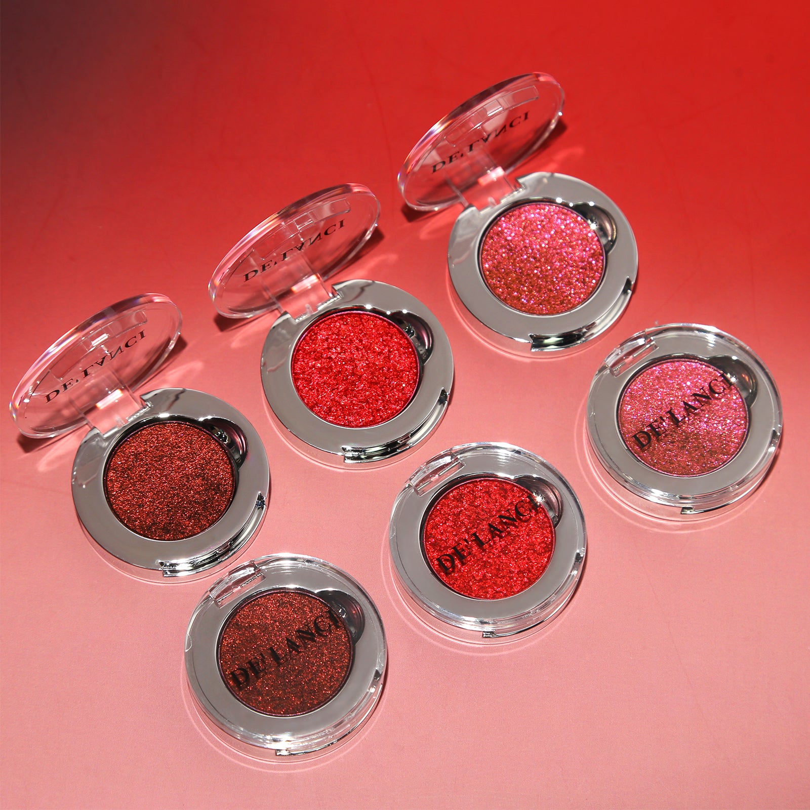 DE'LANCI Sparkle Red Singles | High-Shine Glitter Eyeshadow