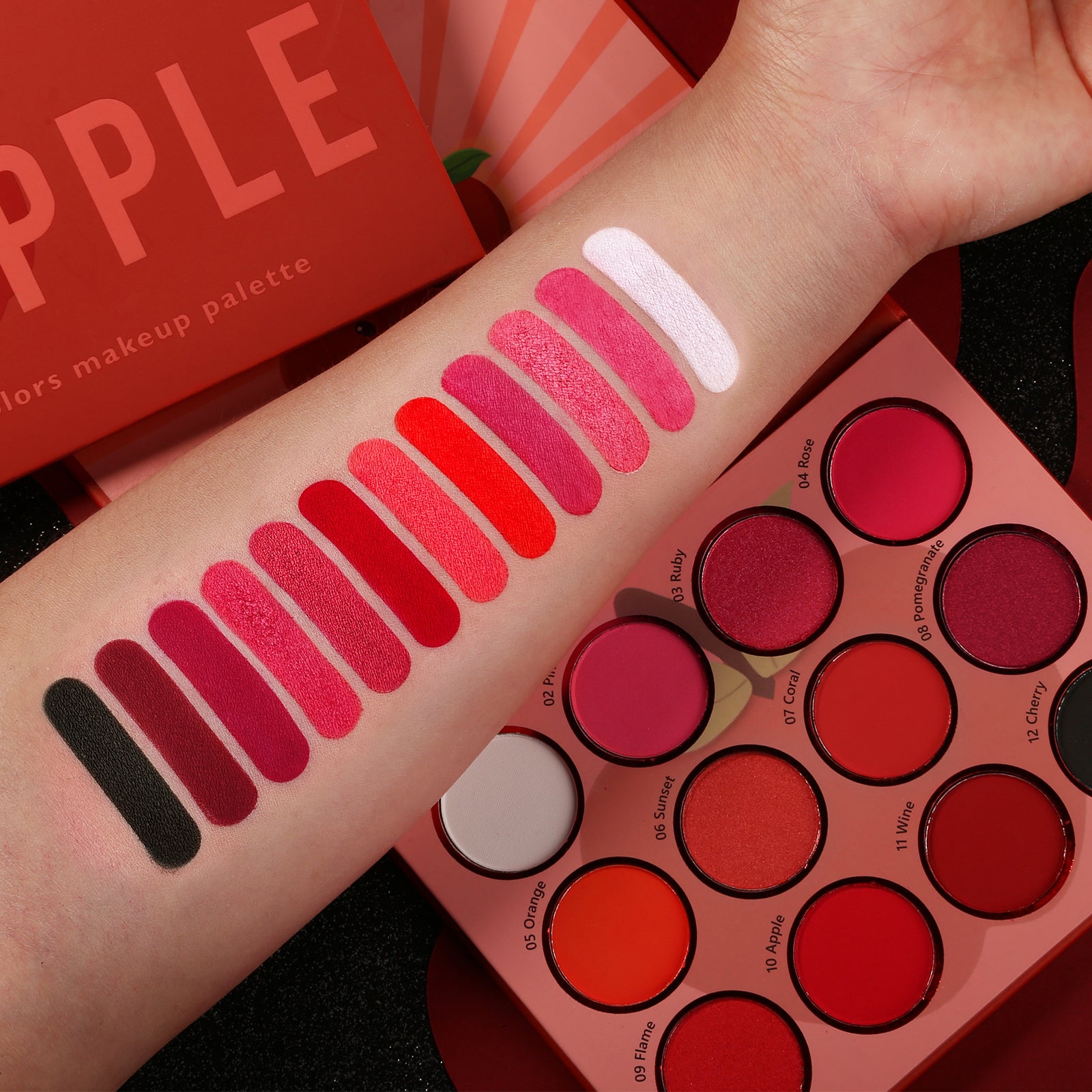 DE'LANCI 12 Red Apple Eye Shadow Palette