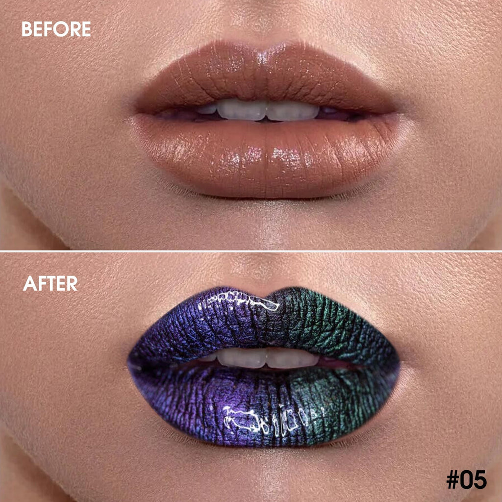 Chameleon Glitter Lip Gloss - 05 Peacock Green-DE'LANCI