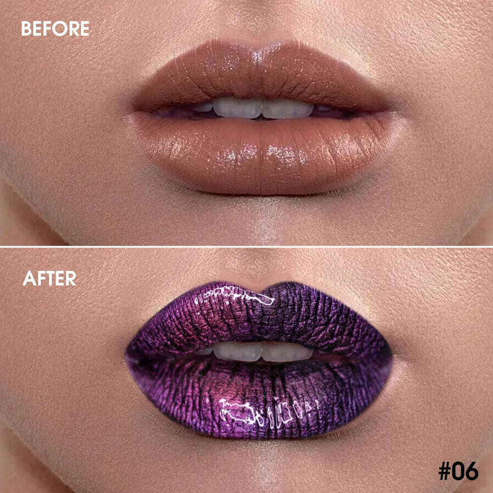 Chameleon Glitter Lip Gloss - 06 Purple Yellow Gold