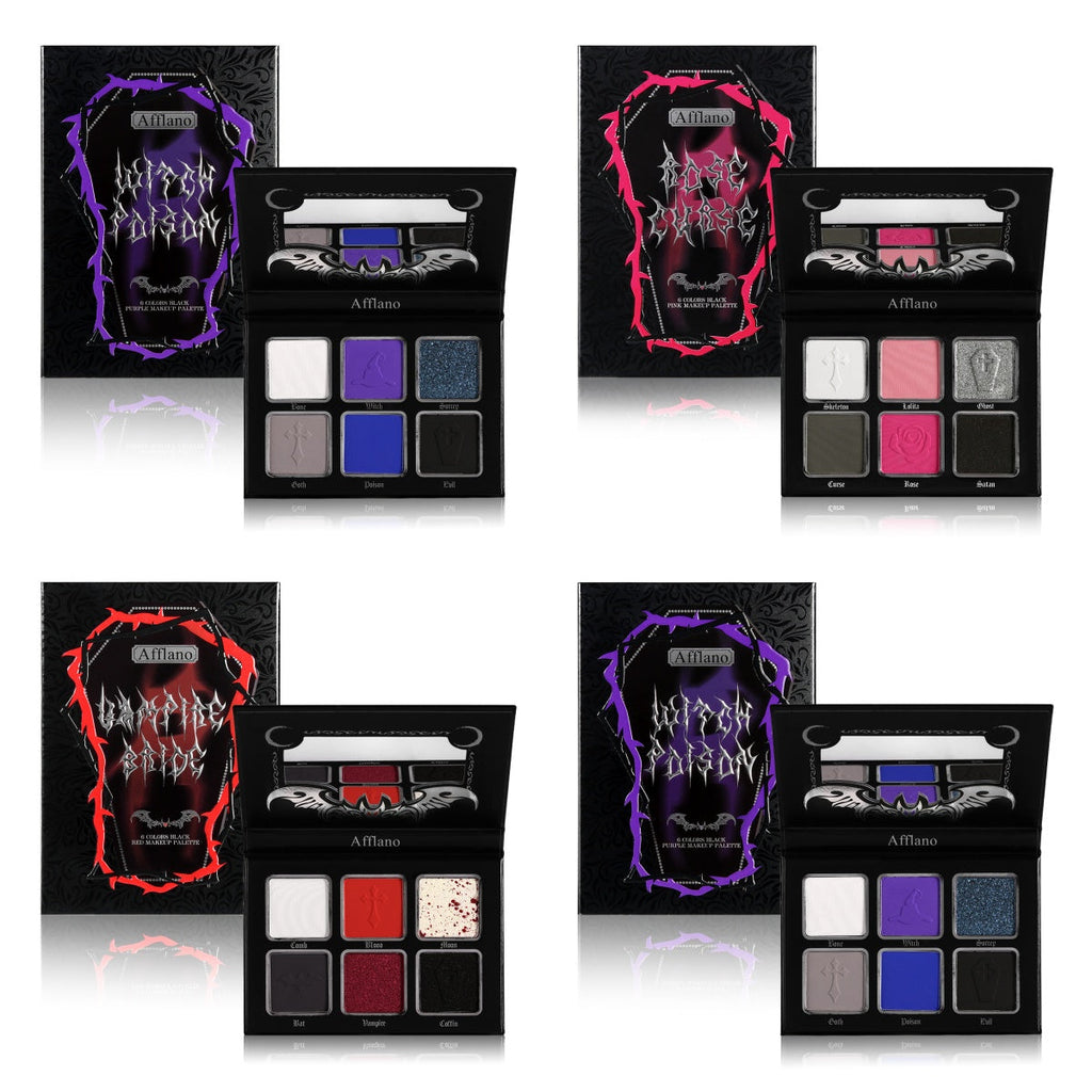 Afflano Goth Eyeshadow Palette Bundle – 4-Palette Set of Bold Matte & Shimmer Shades