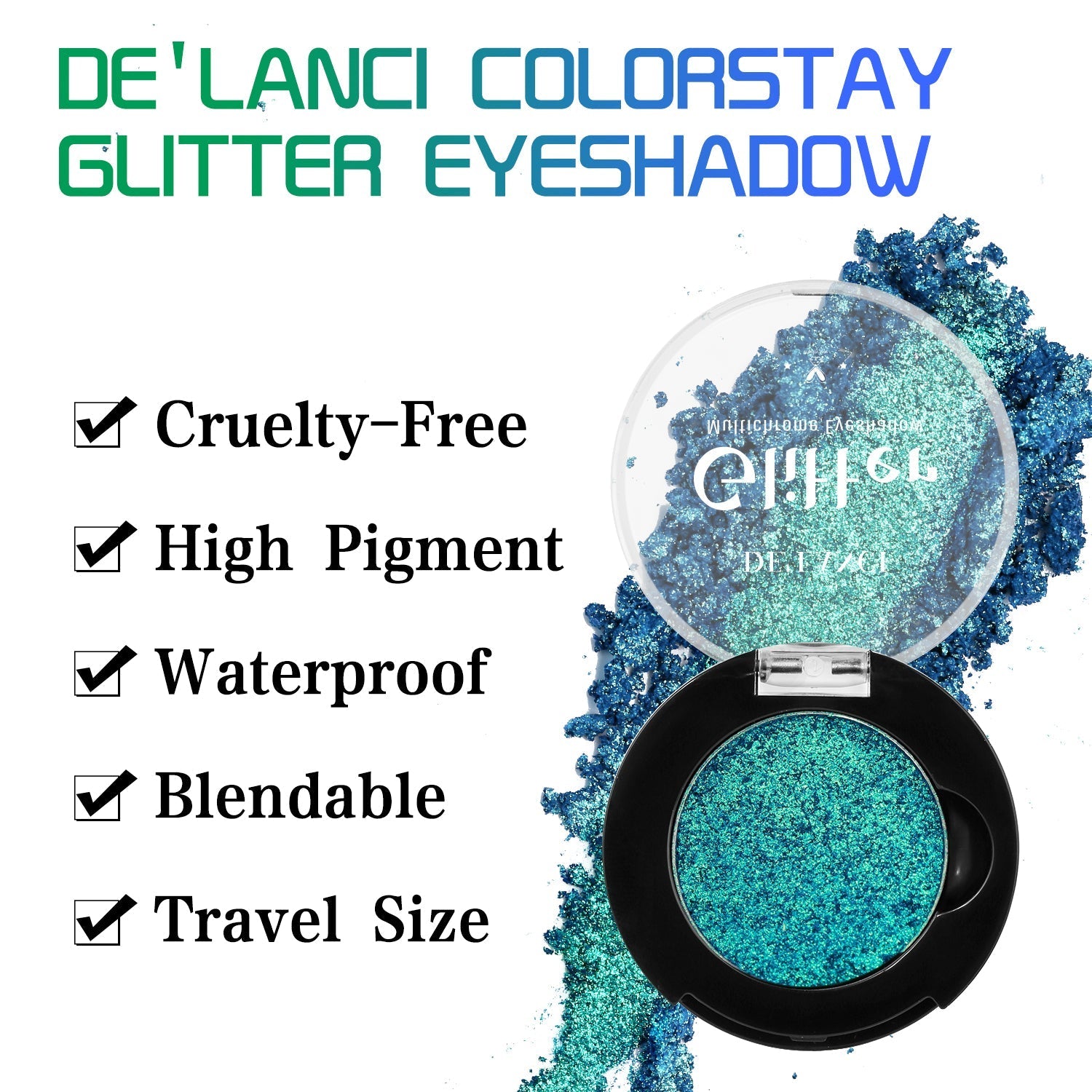 DE'LANCI Rainbow Multichrome Chameleon Eyeshadow  #2E Peacock-DE'LANCI