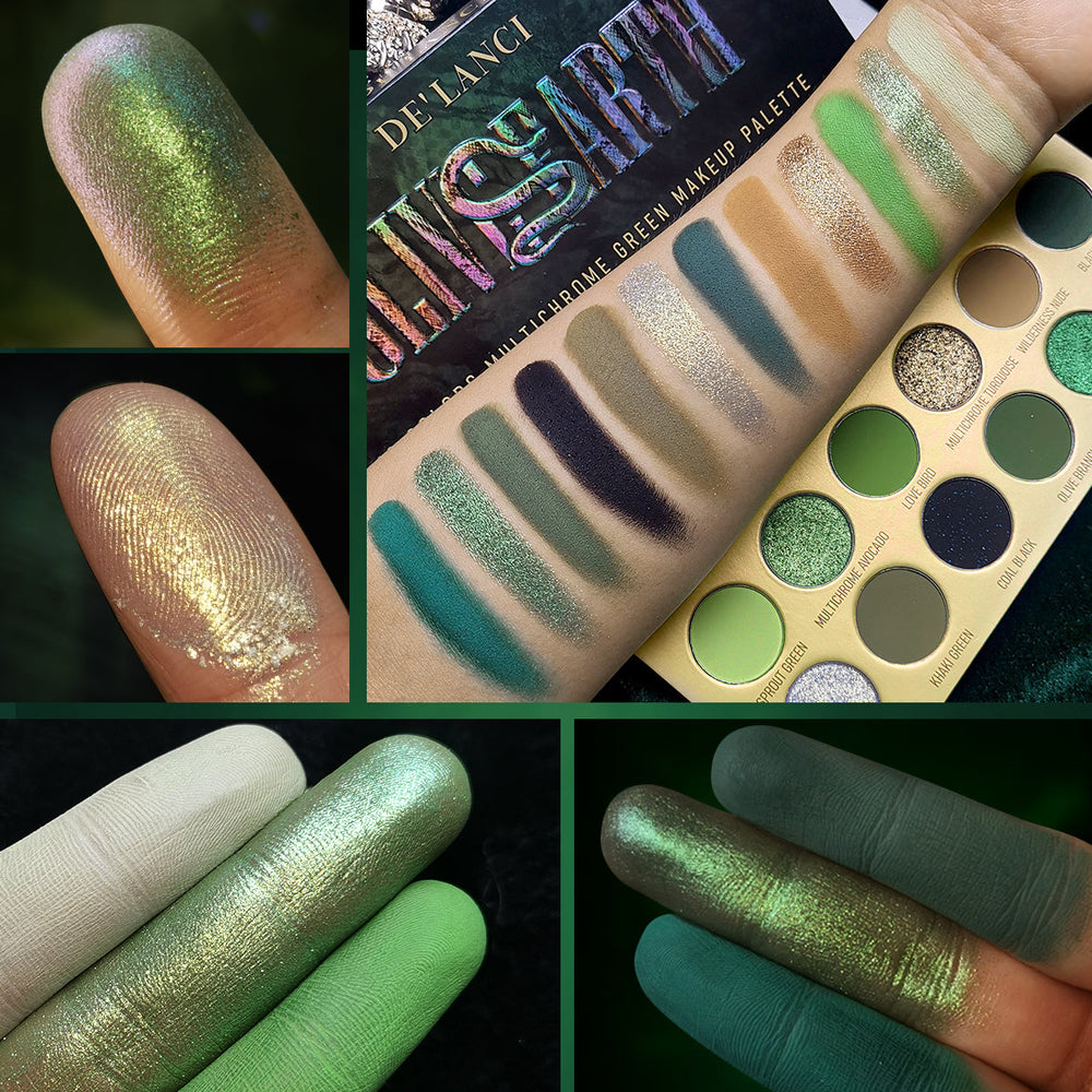 DE‘LANCI Olive Earth Multichrome 12-Color Green Eyeshadow Palette
