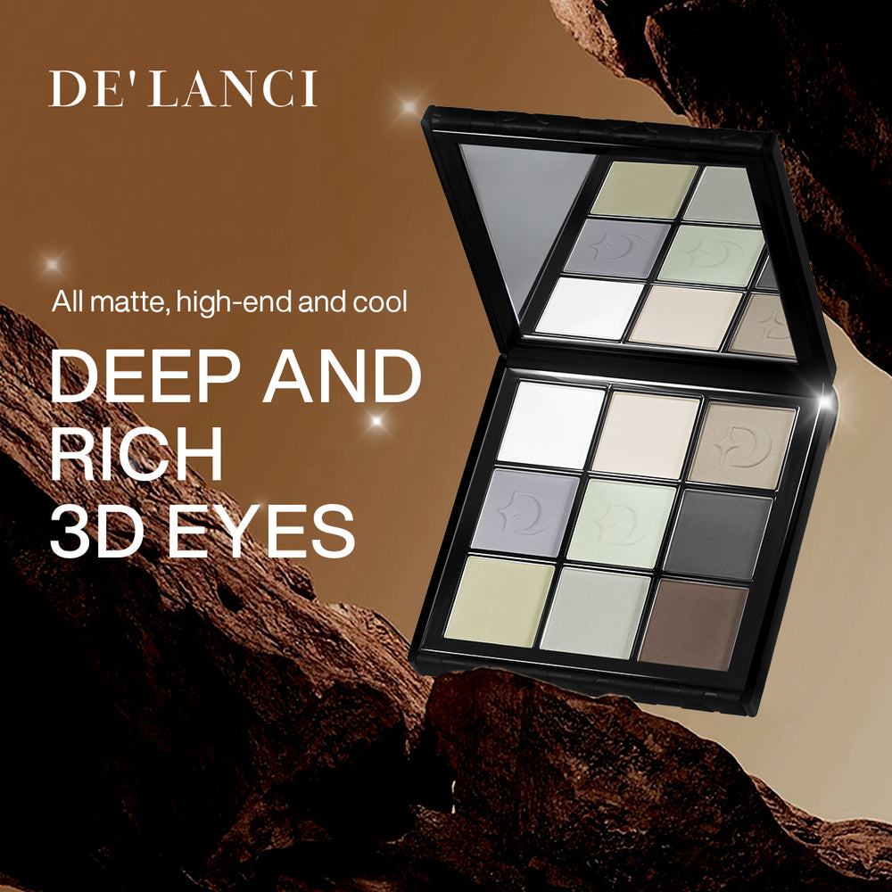 DE'LANCI Doomsday Wasteland Matte Grey Brown Eyeshadow Palette – 9 Neutral Shades