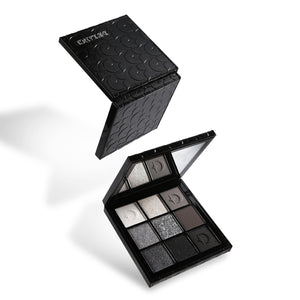 DELANCI Dark Night Galaxy 9-Color Smokey Eyeshadow Palette – Matte & Metallic Black Grey Shades