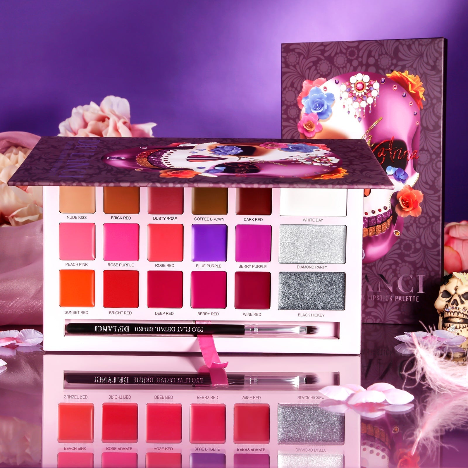 DE'LANCI 18 Colors La Catrina Lipstick Palette-DE'LANCI