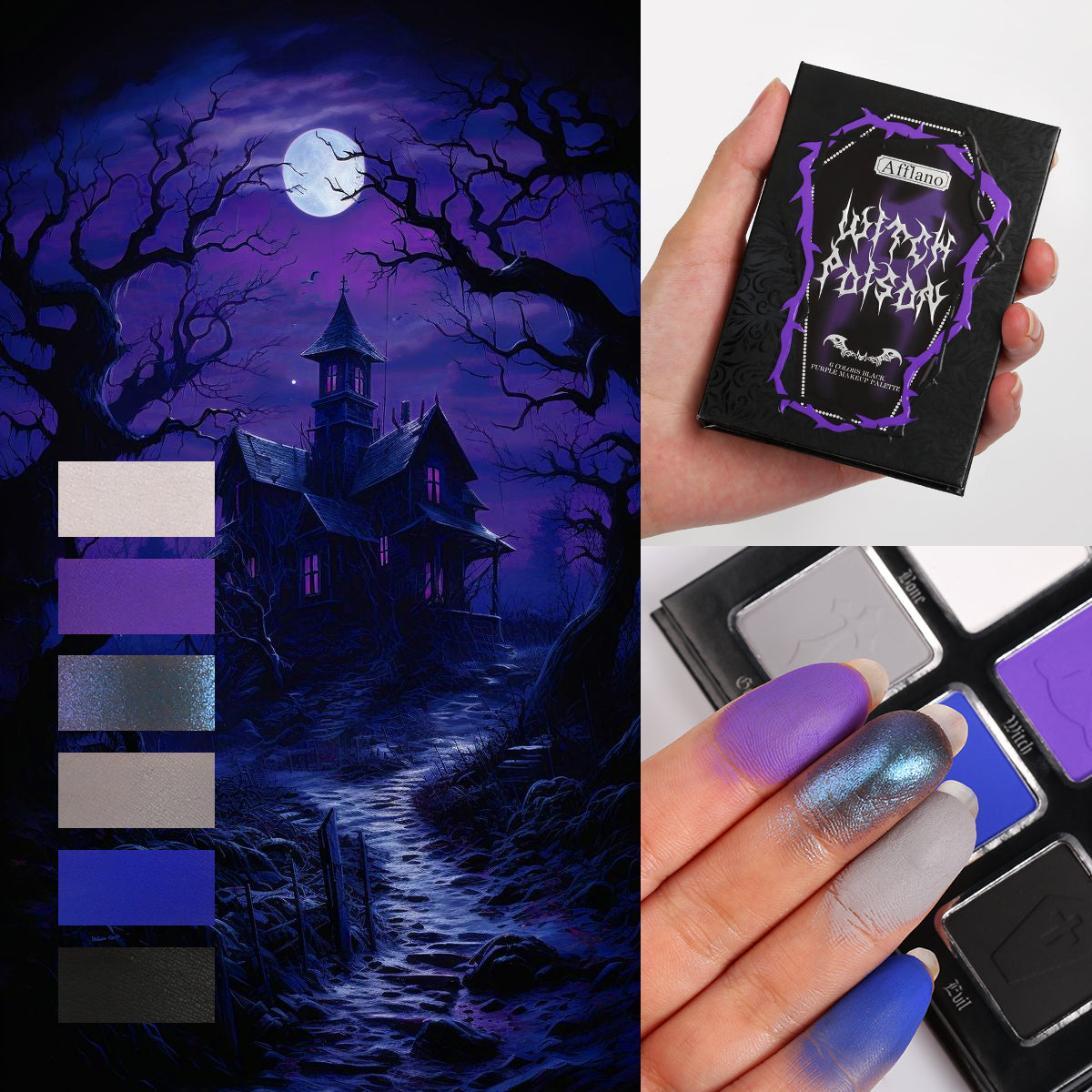 Afflano Witch Poison 6 Colors Black Purple Makeup Palette