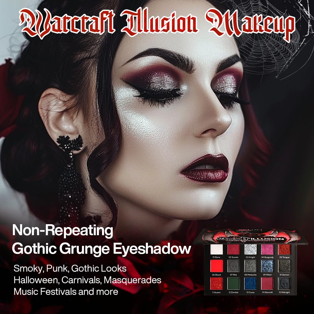 DE´LANCI Warcraft Illusion 15 Colors Red Black Eyeshadow