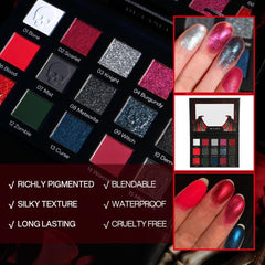 DE´LANCI Warcraft Illusion 15 Colors Red Black Eyeshadow