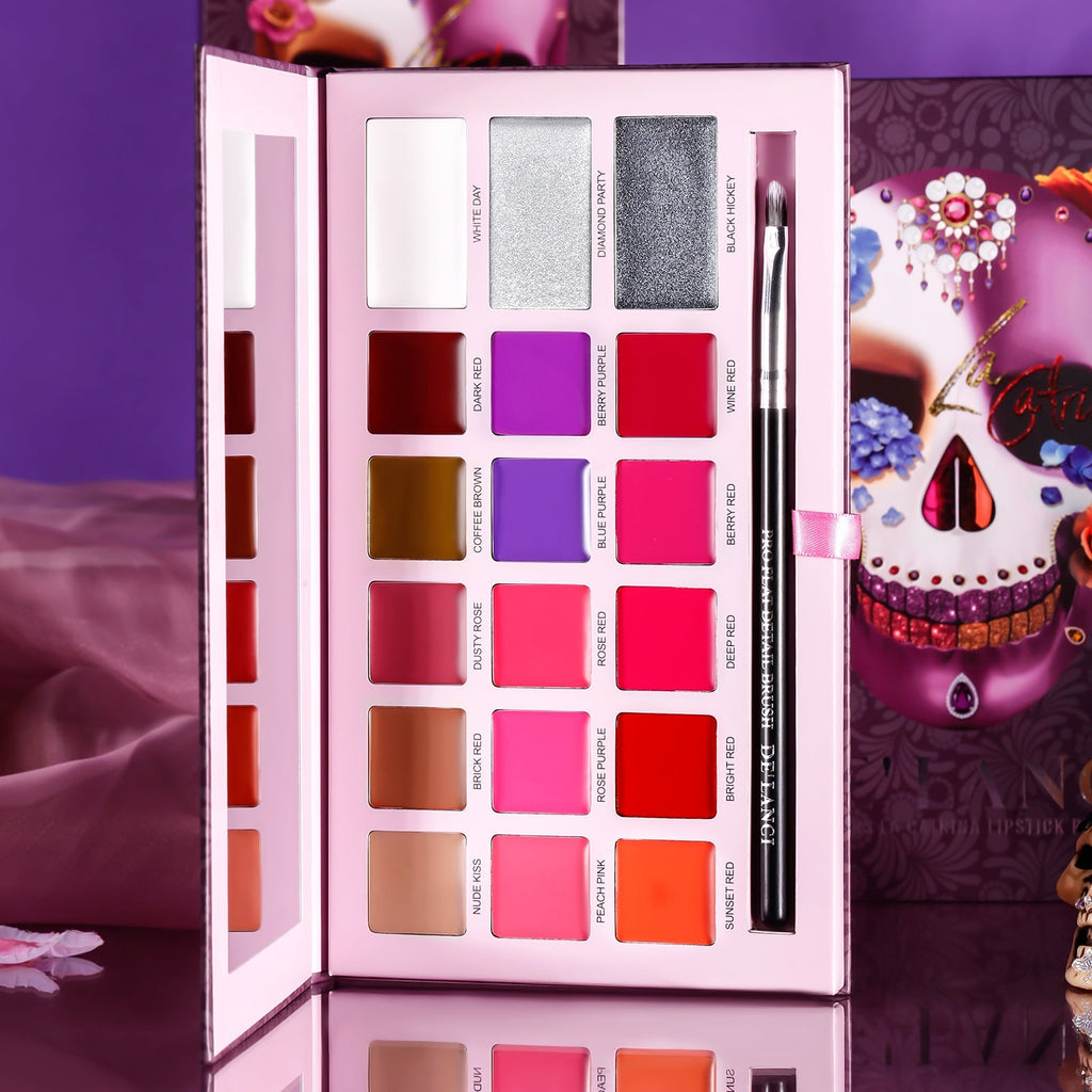 DE'LANCI 18 Colors La Catrina Lipstick Palette-DE'LANCI