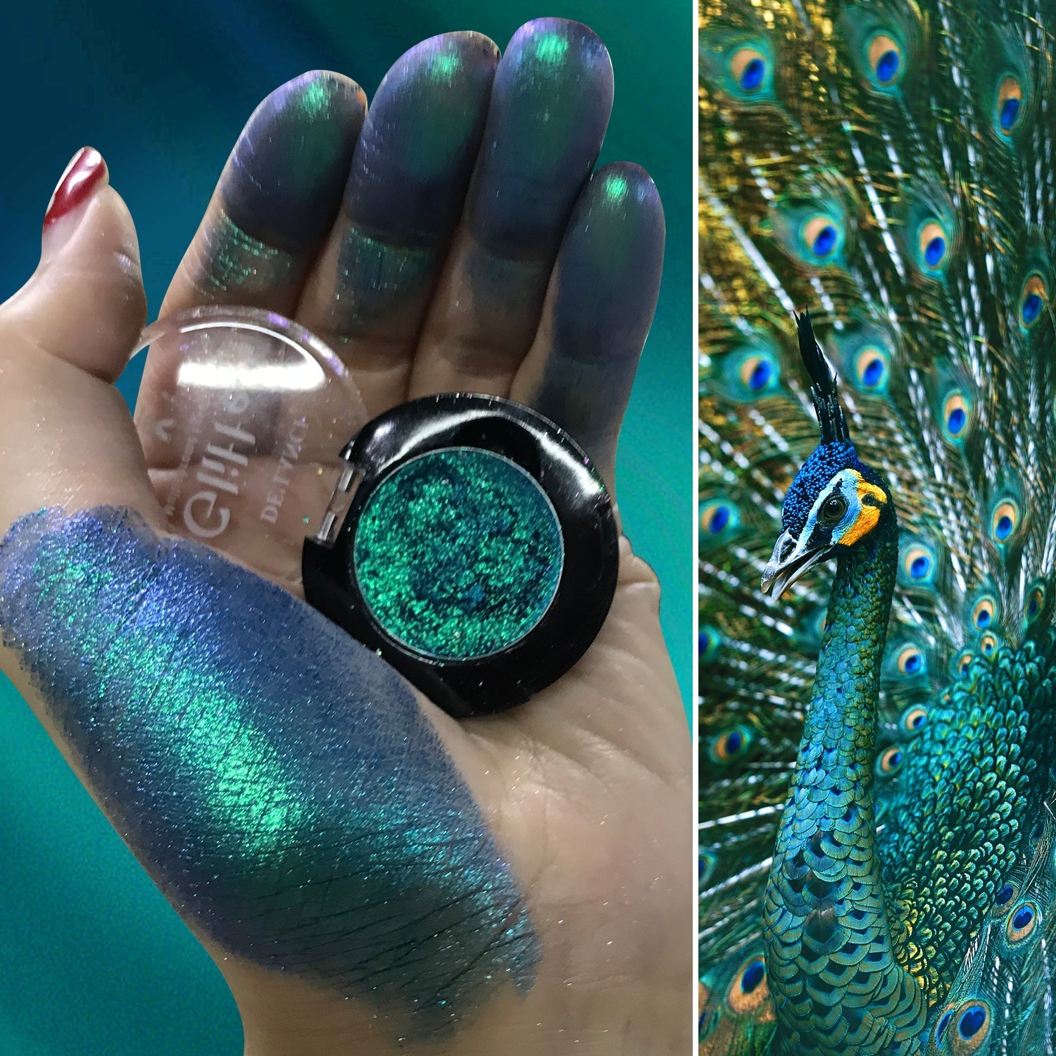 DE'LANCI Rainbow Multichrome Chameleon Eyeshadow  #2E Peacock-DE'LANCI