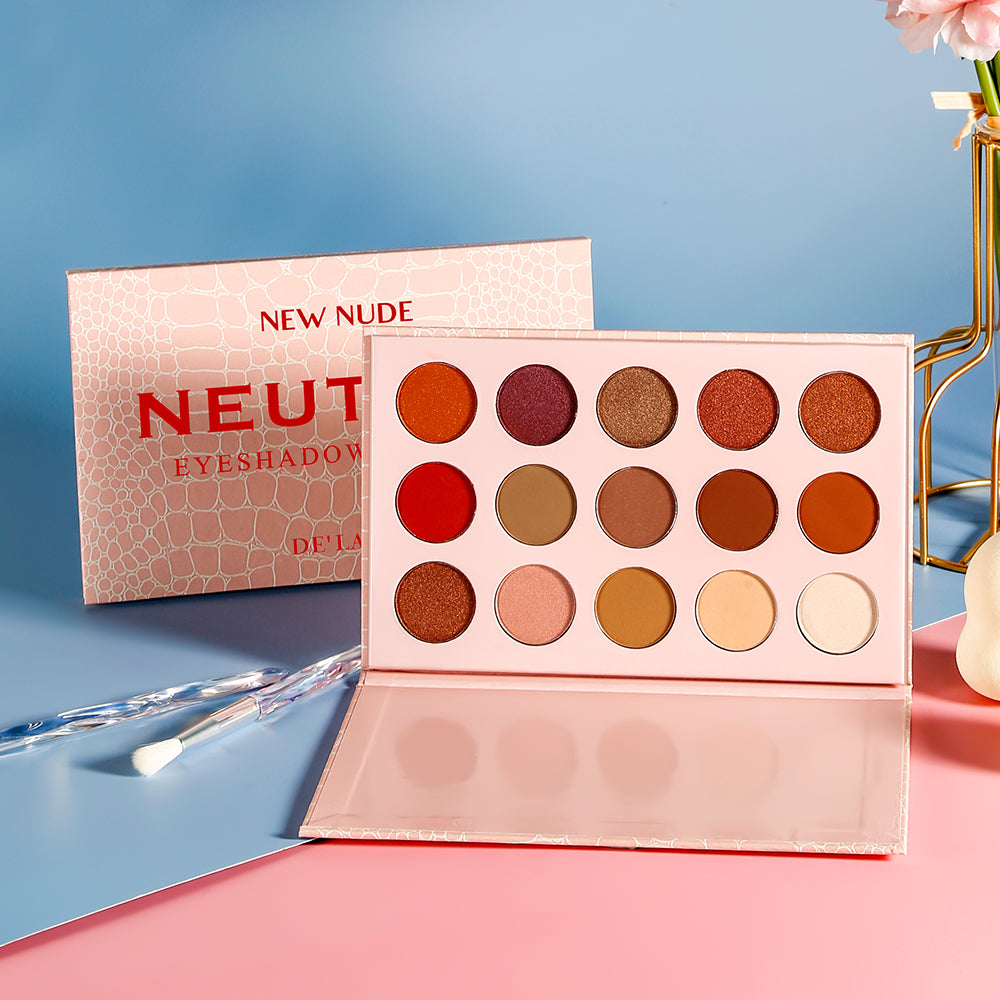 DE'LANCI New Nude NEUTRAL Eyeshadow Palette 15 Colors Nudes Warm Eye Shadows-DE'LANCI