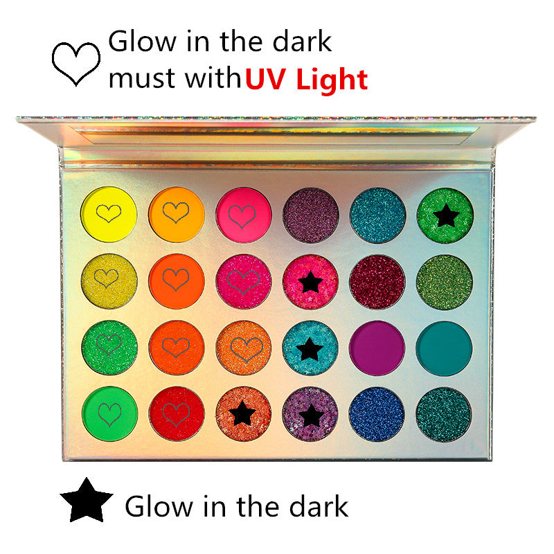 DE'LANCI 24 Color UV Aurora Glow Neon Eyeshadow Palette