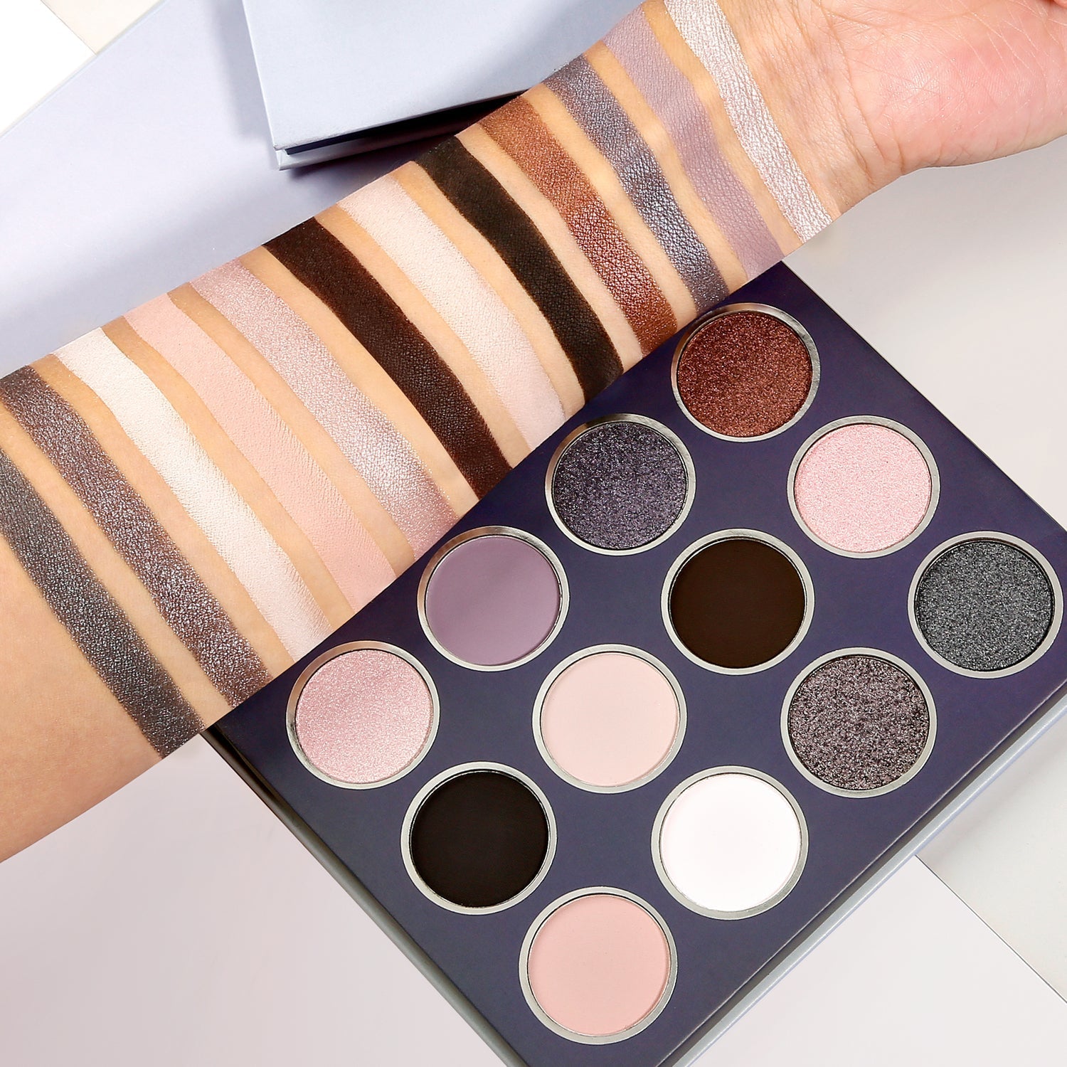 DE'LANCI 12 Colors Silver Smokey Eyeshadow Palette-DE'LANCI