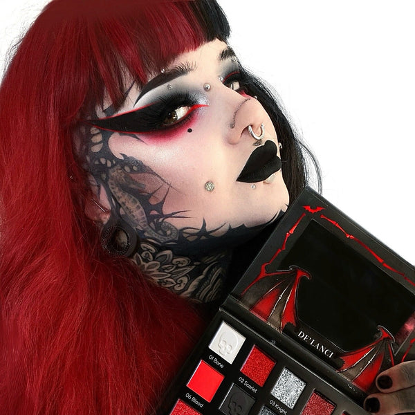 DELANCI Warcraft Illusion 15-Color Red & Black Pigment Eyeshadow Palette